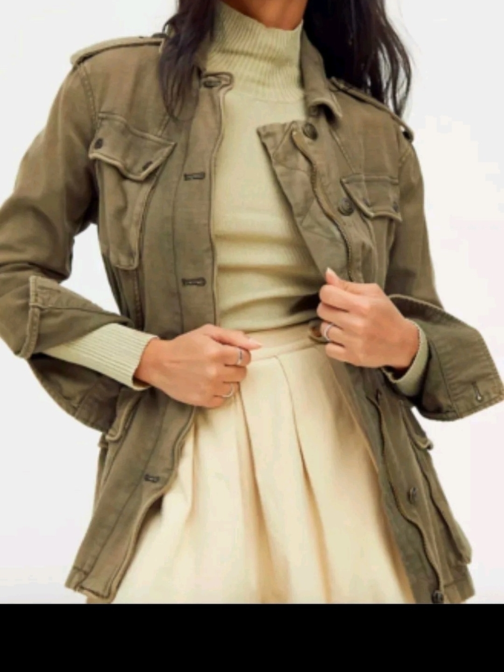 Free People "Not Your Brother's Surplus Olive Green Military Field Jacket - Picture 3 of 4
